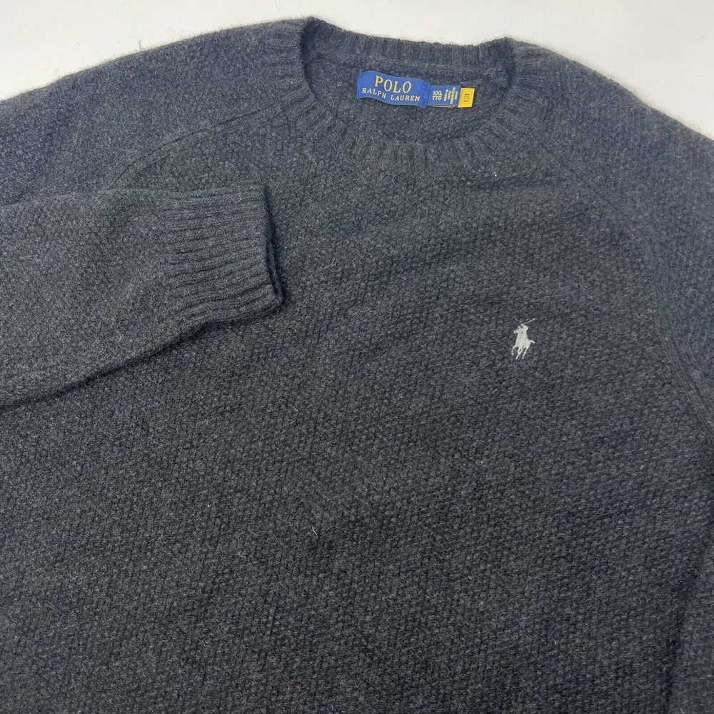 Polo Ralph Lauren Donegal Sweater Wool Blend Mens 2XL Dark Gray Crewneck - Picture 1 of 9